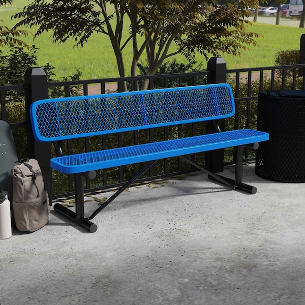 Leisure Craft Leisure Craft 6 FT Outdoor Bench with Back, Portable, Blue - B6WBP-BLUE