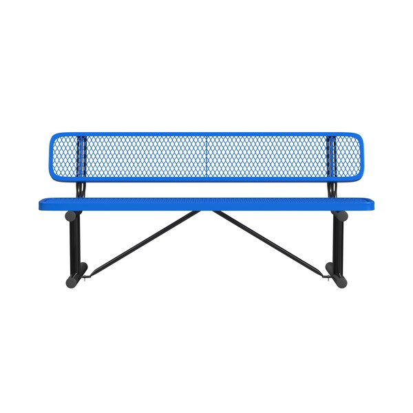 Leisure Craft Leisure Craft 6 FT Outdoor Bench with Back, Portable, Blue - B6WBP-BLUE