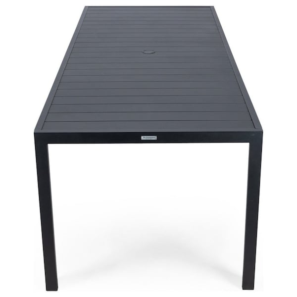Leisuremod Chelsea Aluminum Outdoor 87in Dining Table, Black - CT87BL