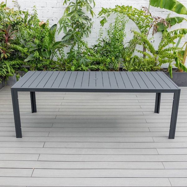 Leisuremod Chelsea Aluminum Outdoor 87in Dining Table, Black - CT87BL