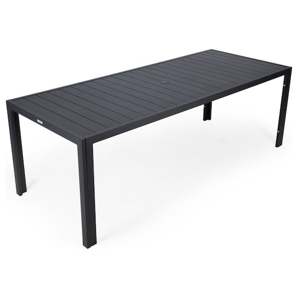 Leisuremod Chelsea Aluminum Outdoor 87in Dining Table, Black - CT87BL