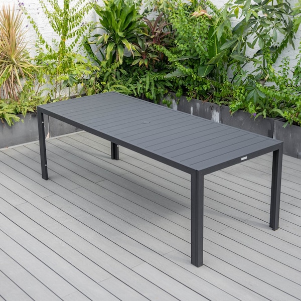 Leisuremod Chelsea Aluminum Outdoor 87in Dining Table, Black - CT87BL