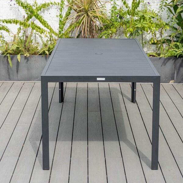 Leisuremod Chelsea Aluminum Outdoor 87in Dining Table, Black - CT87BL