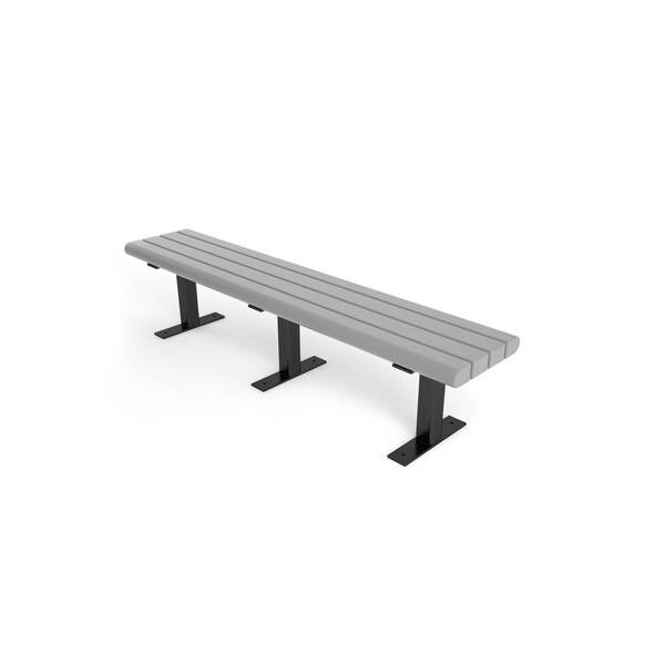 Frog Furnishings Gray 6' Creedside Bench Surface Mount w/ Black Frame - PB 6GRACRK