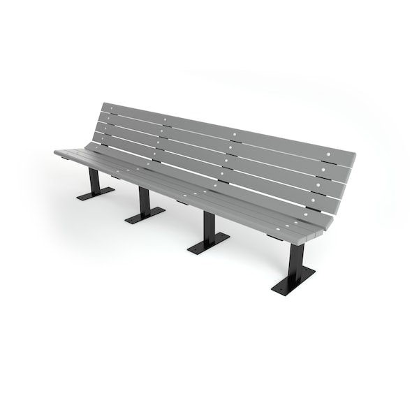 Frog Furnishings Gray 8' Contour Bench Surface Mount w/ Black Frame - PB 8GRABFCON