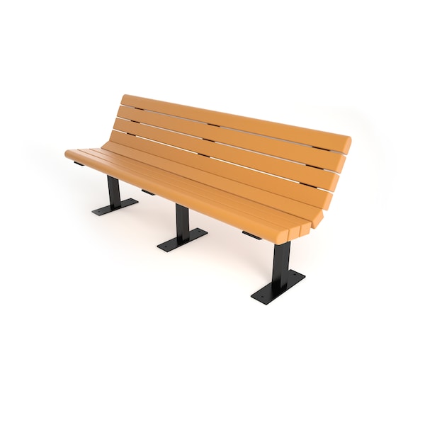 Frog Furnishings Cedar 6' Jameson Bench Surface Mount w/ Black Frame - PB 6CEDBFJAM