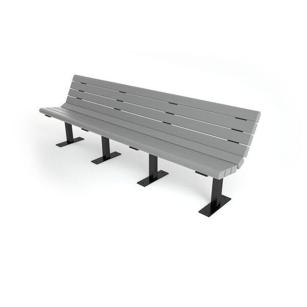 Frog Furnishings Gray 8' Jameson Bench Surface Mount w/ Black Frame - PB 8GRABFJAM
