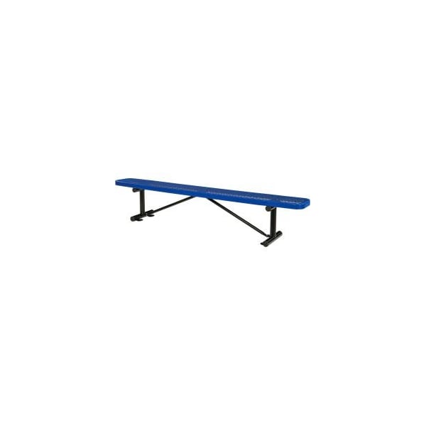 Global Equipment 8 ft. Outdoor Steel Flat Bench - Expanded Metal - Blue - 277157BL