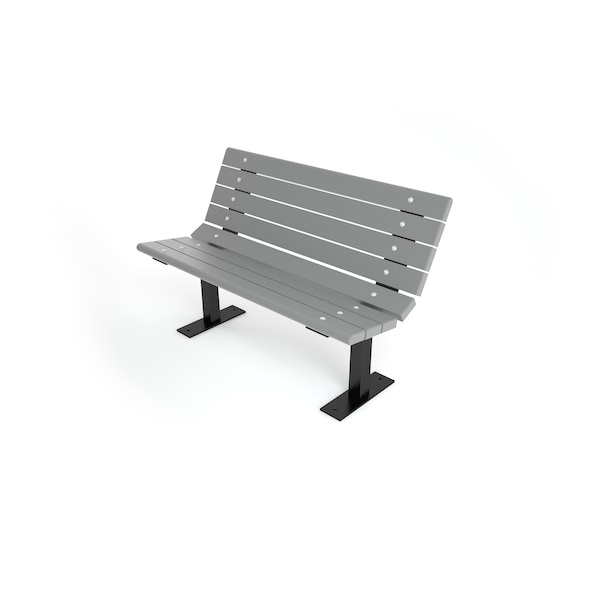 Frog Furnishings Gray 4' Contour Bench Surface Mount w/ Black Frame - PB 4GRABFCON