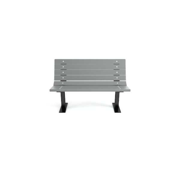 Frog Furnishings Gray 4' Contour Bench Surface Mount w/ Black Frame - PB 4GRABFCON