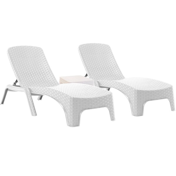 Rainbow Outdoor Roma 3-Piece Chaise Lounger Set-White - RBO-ROMA-WHT-3CL