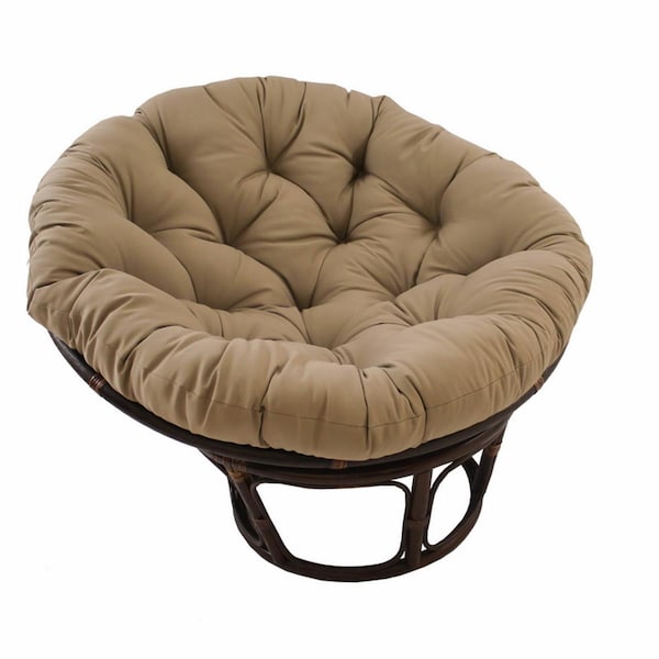 International Caravan 42 in. Rattan Papasan Chair with Solid Twill Cushion, Toffee - 3312-TW-TF