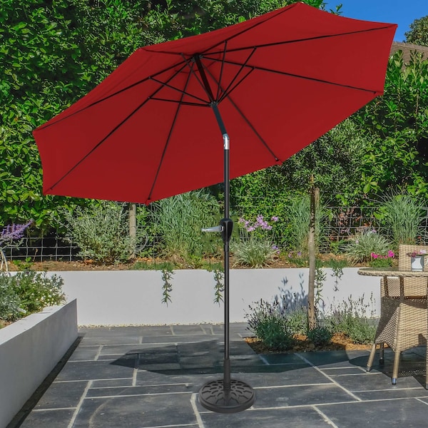 Pure Garden 10-Foot Outdoor Tilting Patio Umbrella and Base, Red - 50-100-RB