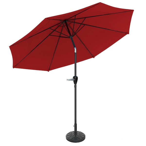 Pure Garden 10-Foot Outdoor Tilting Patio Umbrella and Base, Red - 50-100-RB