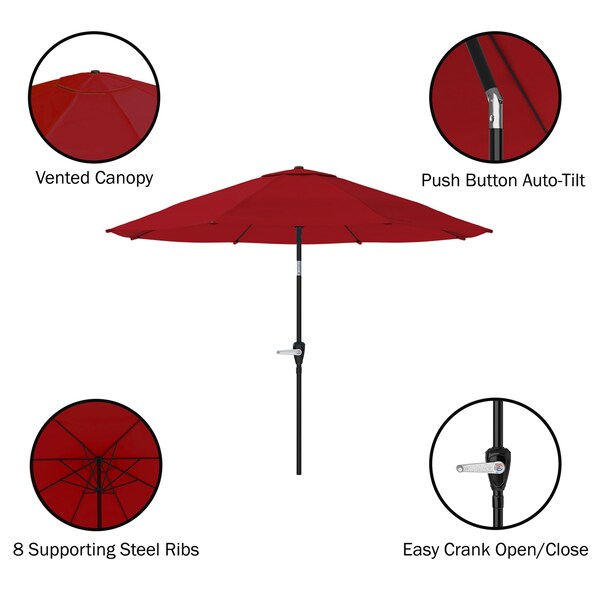 Pure Garden 10-Foot Outdoor Tilting Patio Umbrella and Base, Red - 50-100-RB