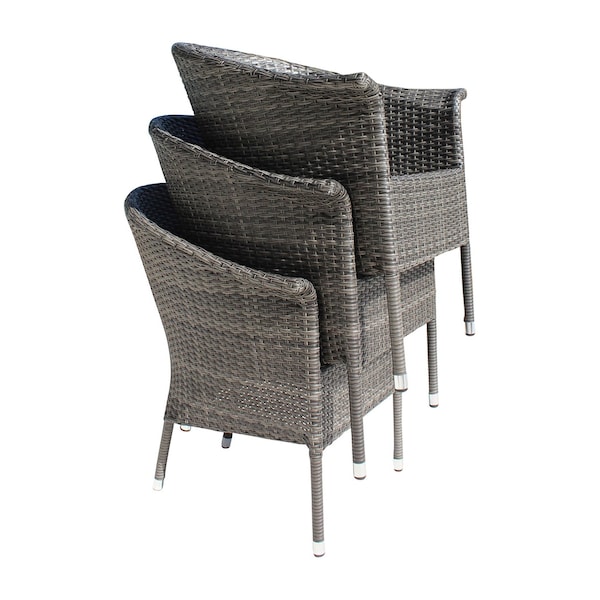 Hospitality Rattan Patio Ultra Stackable Woven Armchair with Cushion - 890-1130-GRY
