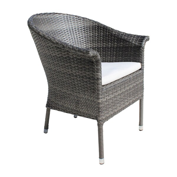 Hospitality Rattan Patio Ultra Stackable Woven Armchair with Cushion - 890-1130-GRY