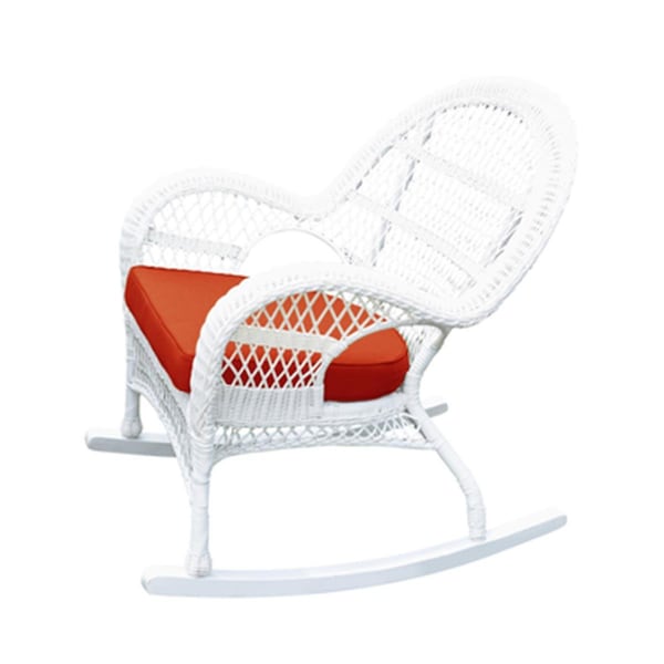 Propation W00209-R-4-FS018-CS White Wicker Rocker Chair with Red Cushion, 4PK - PR1363949