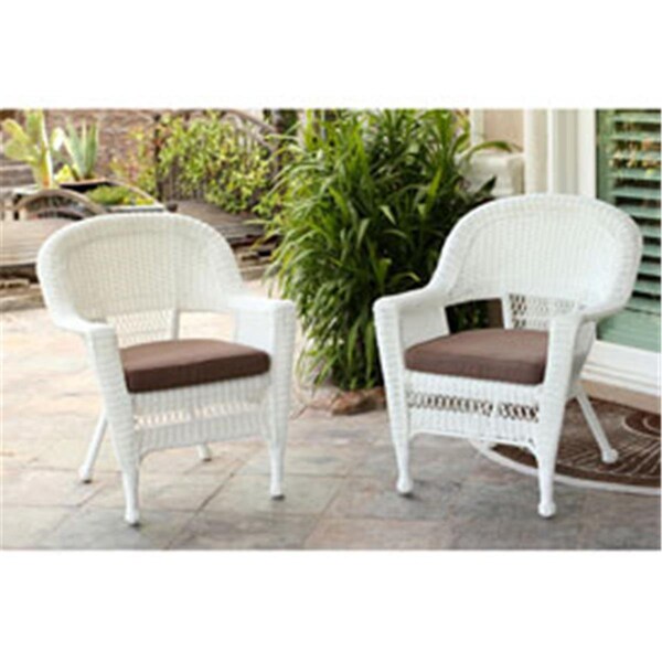 Propation W00206-C-2-FS007-CS White Wicker Chair with Brown Cushion, 2PK - PR331896