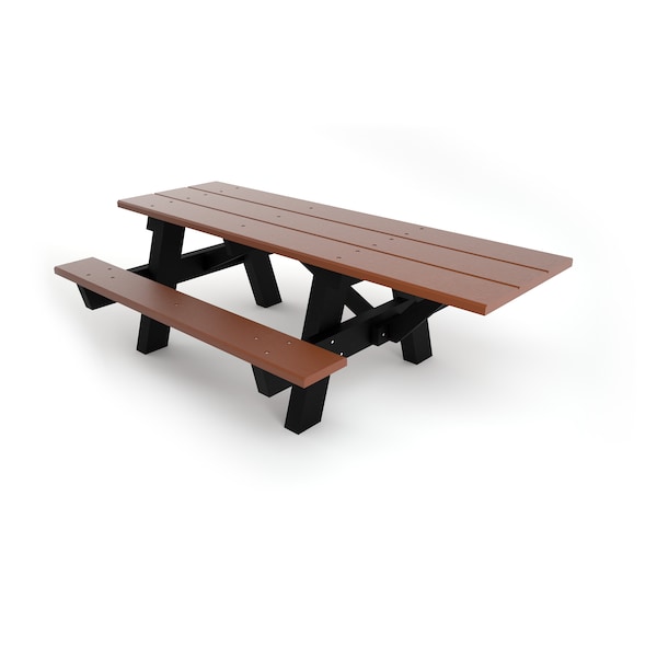 Frog Furnishings Brown 6' ADA A-Frame Table with Black Frame - PB APIC6BROADA