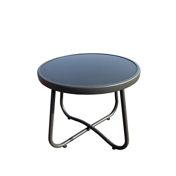 Deko Living Outdoor Modular Bistro Set with Gray Cushion Chairs, Round Coffee Table - COP20311