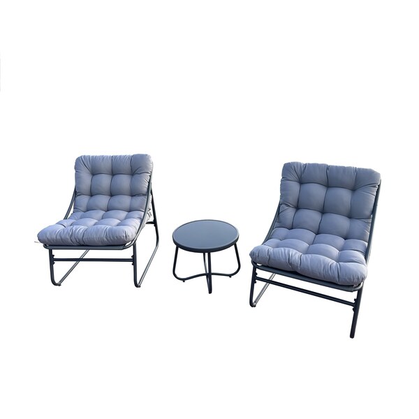 Deko Living Outdoor Modular Bistro Set with Gray Cushion Chairs, Round Coffee Table - COP20311