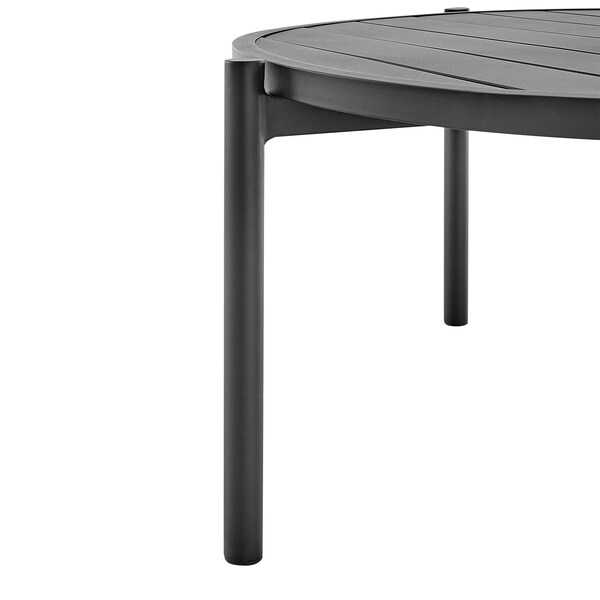 Armen Living Royal and Tiffany 3 Piece Outdoor Patio Swivel Seating Set in Black Aluminum with Teak Wood - 840254332614