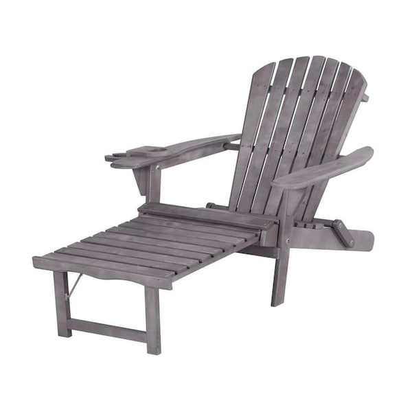Cama Oceanic Collection Adirondack Chaise Lounge Chair Foldable, cup and glass holder, built in ottoman - CA2818442