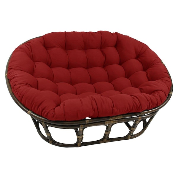 International Caravan 63 x 45 in. Rattan Double Papasan Chair with Twill Cushion, Ruby Red - 3304-TW-RR