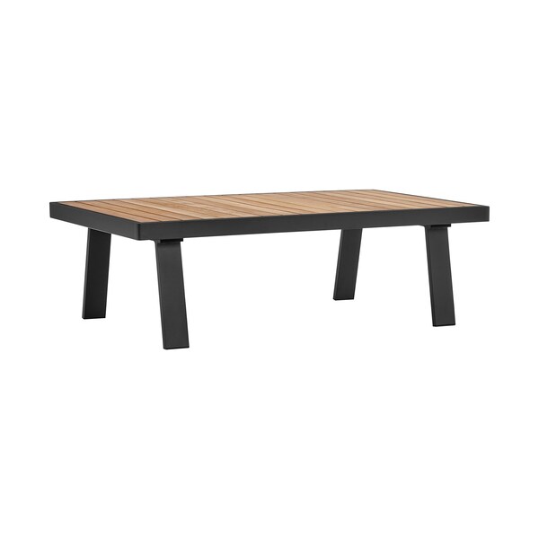 Armen Living Nofi 4 piece Outdoor Patio Set in Charcoal Finish with Taupe Cushions and Teak Wood - SETODNOBE