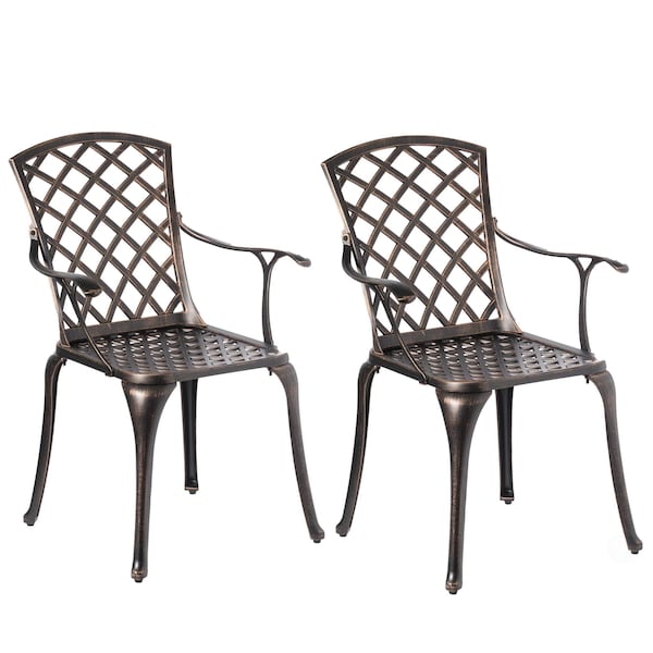 Gardenised Indoor and Outdoor Bronze Dinning Set 2 Chairs Cast Aluminum. - QI003960CH.2