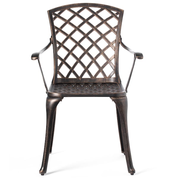 Gardenised Indoor and Outdoor Bronze Dinning Set 2 Chairs Cast Aluminum. - QI003960CH.2