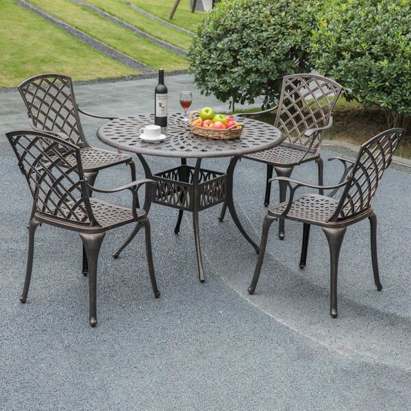 Gardenised Indoor and Outdoor Bronze Dinning Set 2 Chairs Cast Aluminum. - QI003960CH.2