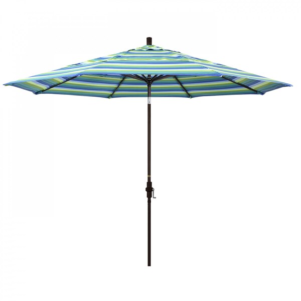 California Umbrella Patio Umbrella, Octagon, 110.5" H, Sunbrella Fabric, Seville Seaside - 194061013922