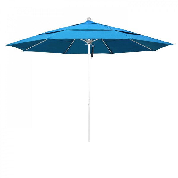 California Umbrella Patio Umbrella, Octagon, 107" H, Sunbrella Fabric, Canvas Cyan - 194061000410