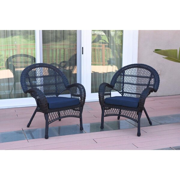 Propation W00211-C-2-FS011 Santa Maria Black Wicker Chair with Blue Cushion - PR1081431