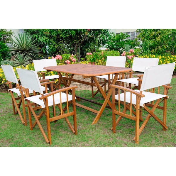 International Caravan Cariati Acacia Wood Patio Group, Stain - 7 Piece - RE-54-FA-80A-6CH-STN