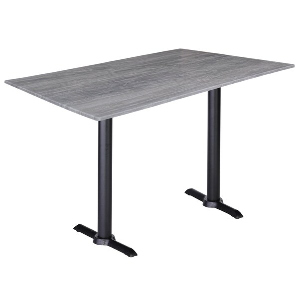 Holland Bar Stool Co Two 30 Tall OD211EB Black Table Bases wa 22 Foot and a 30x48 Greystone Top, IndoorOutdoor - OD211EB-30BWODS3248GRYSTN