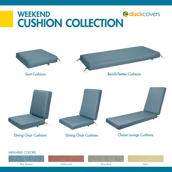 Classic Accessories Weekend 21" x 21" x 3" Dining Seat Cushion, Blue Shadow - CBSCH21213