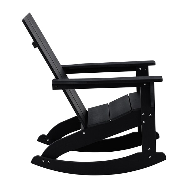 Flash Furniture Black Modern Poly Resin Adirondack Rocking Chair - JJ-C14709-BK-GG