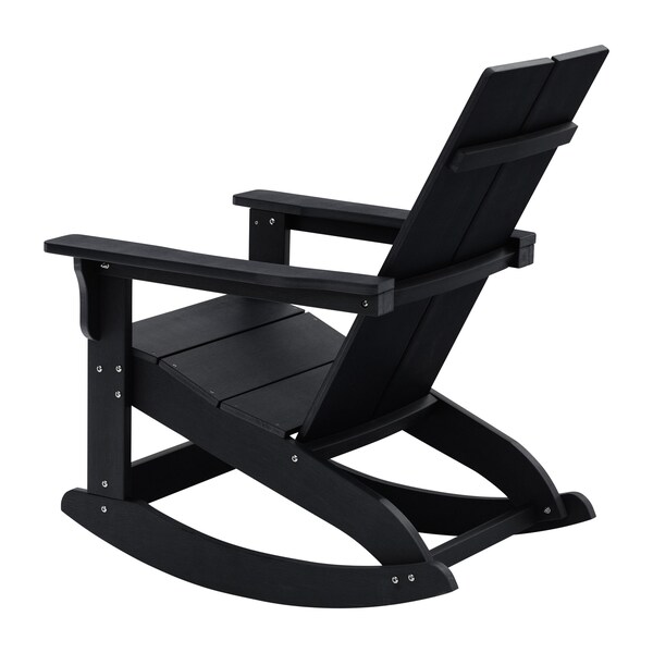 Flash Furniture Black Modern Poly Resin Adirondack Rocking Chair - JJ-C14709-BK-GG