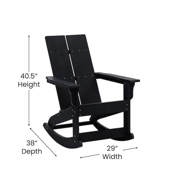 Flash Furniture Black Modern Poly Resin Adirondack Rocking Chair - JJ-C14709-BK-GG