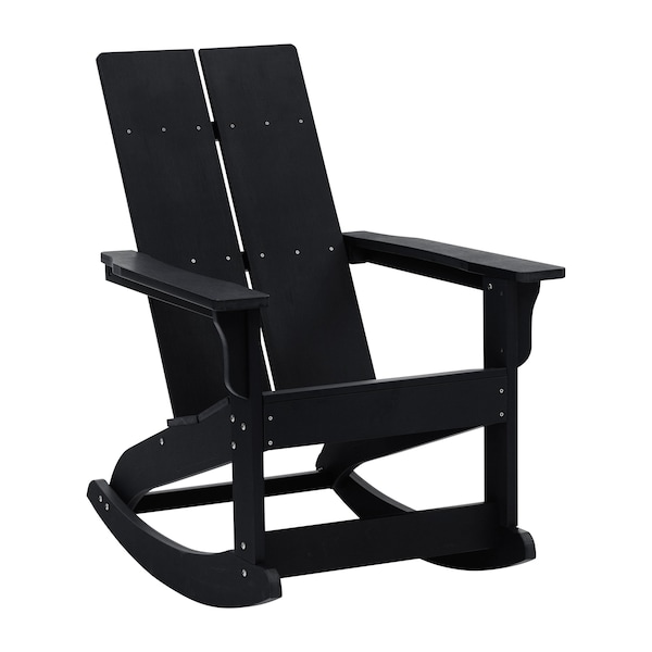 Flash Furniture Black Modern Poly Resin Adirondack Rocking Chair - JJ-C14709-BK-GG