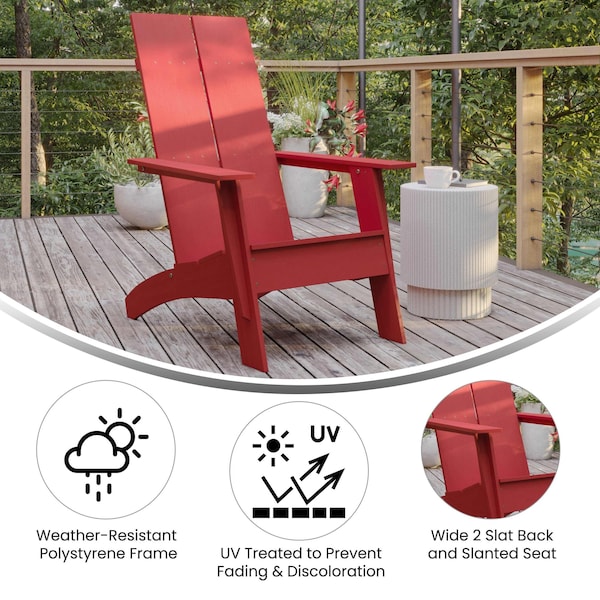Flash Furniture Red Modern Dual Slat Back Adirondack Chair - JJ-C14509-RED-GG