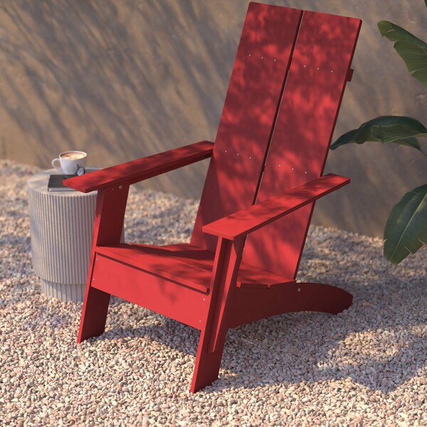Flash Furniture Red Modern Dual Slat Back Adirondack Chair - JJ-C14509-RED-GG