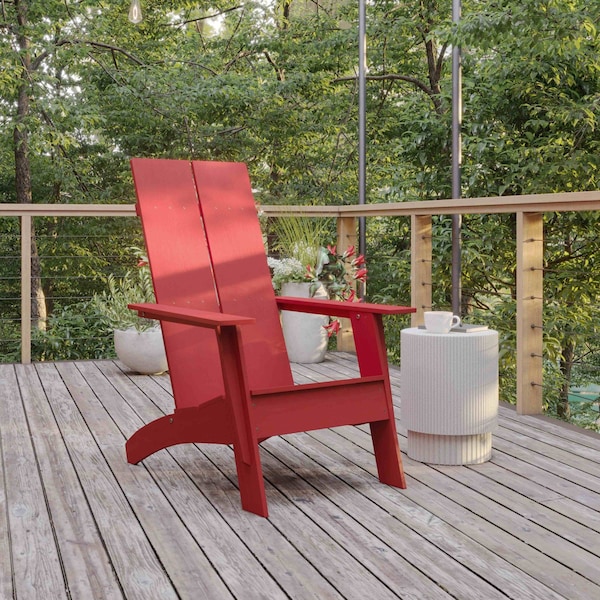 Flash Furniture Red Modern Dual Slat Back Adirondack Chair - JJ-C14509-RED-GG