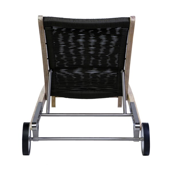 Armen Living Chateau Outdoor Patio Adjustable Chaise Lounge Chair in Eucalyptus Wood and Charcoal Rope - 840254336049