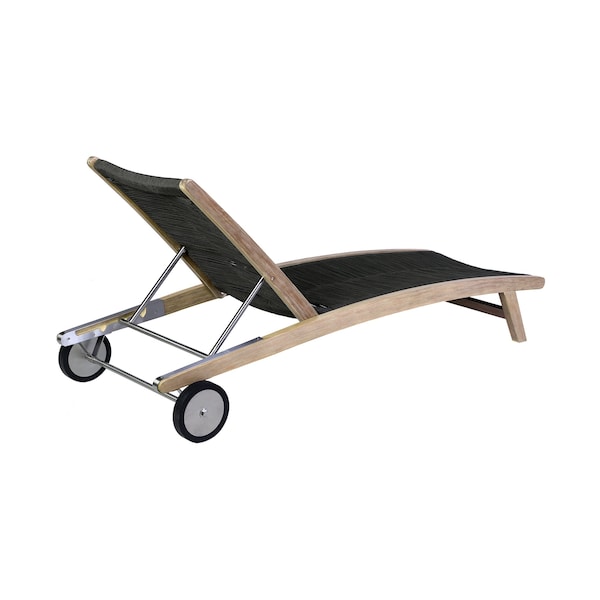 Armen Living Chateau Outdoor Patio Adjustable Chaise Lounge Chair in Eucalyptus Wood and Charcoal Rope - 840254336049