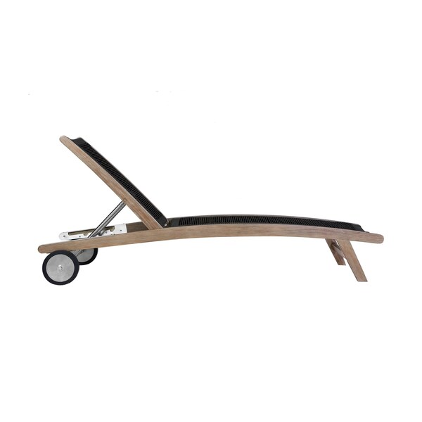 Armen Living Chateau Outdoor Patio Adjustable Chaise Lounge Chair in Eucalyptus Wood and Charcoal Rope - 840254336049