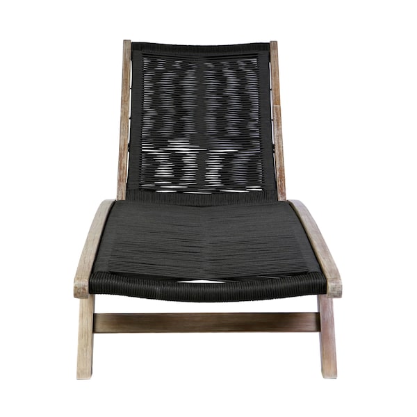 Armen Living Chateau Outdoor Patio Adjustable Chaise Lounge Chair in Eucalyptus Wood and Charcoal Rope - 840254336049